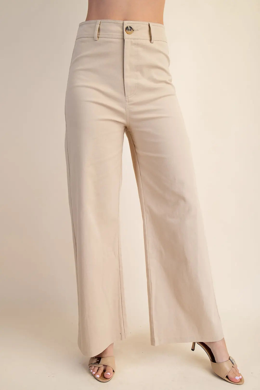 High-Waist Straight Pants-Taupe
