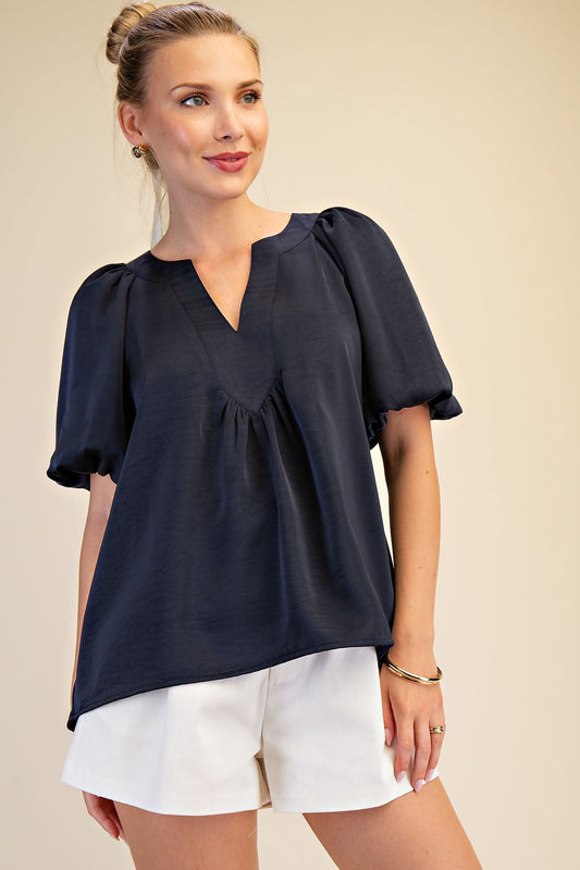 The Evelyn Blouse in Navy