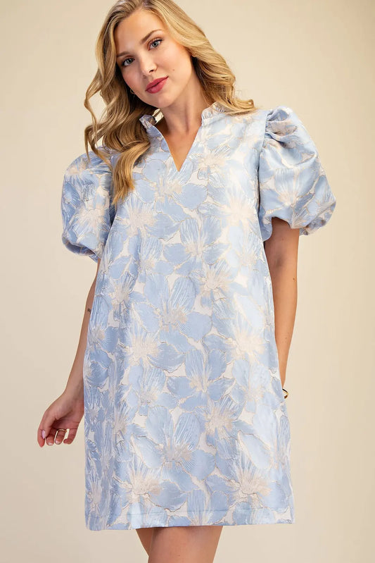 The Everly Bloom Dress-Sky