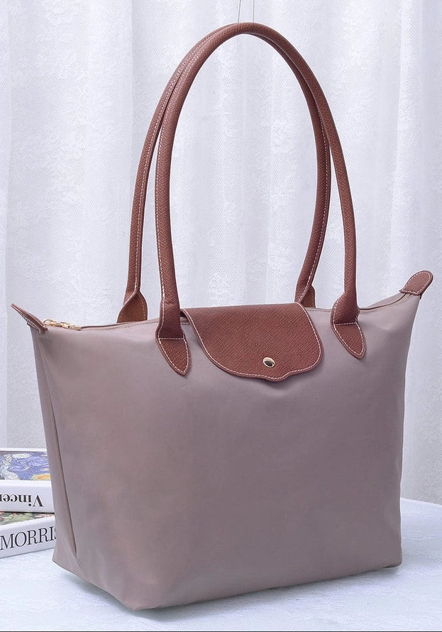 Dorian 20 Inch Nylon Tote Bag in Taupe