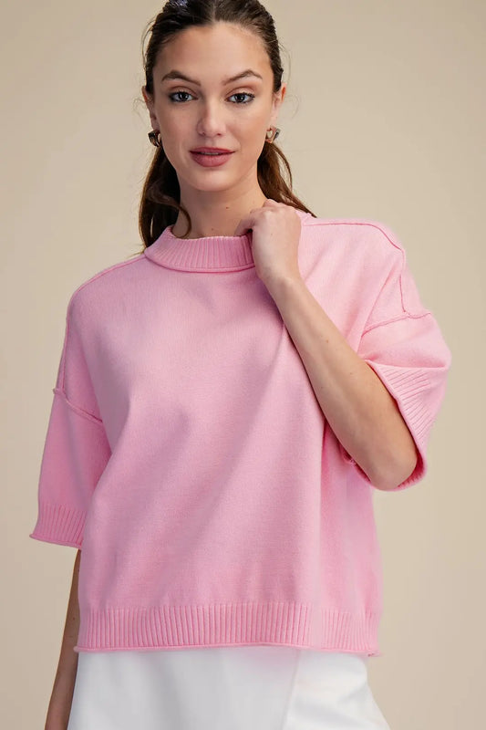 Crew Neck Sweater in Pink