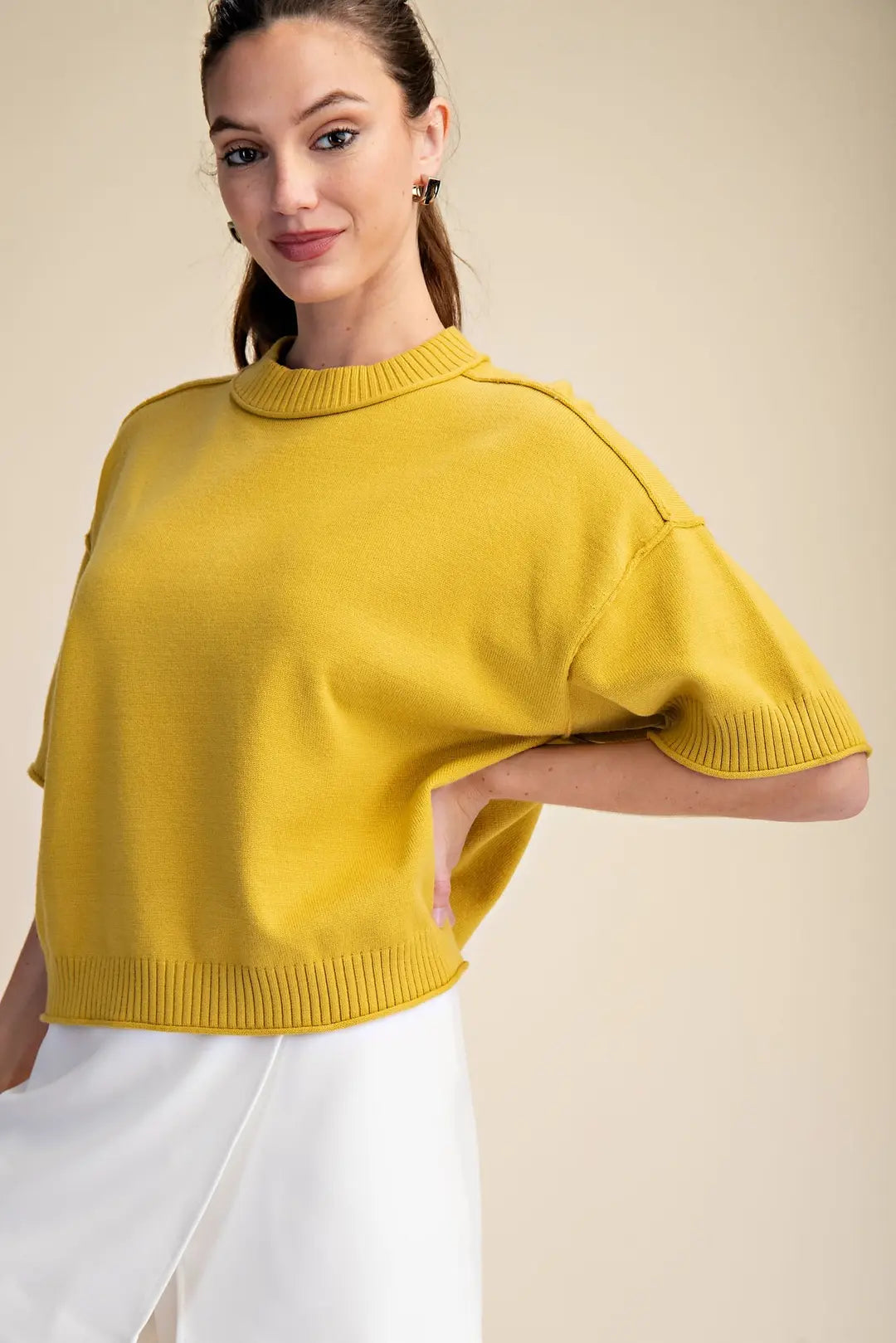 Crew Neck Sweater in Mustard