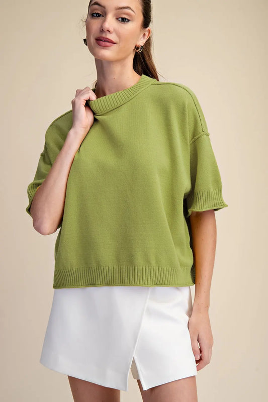 Crew Neck Sweater in Green
