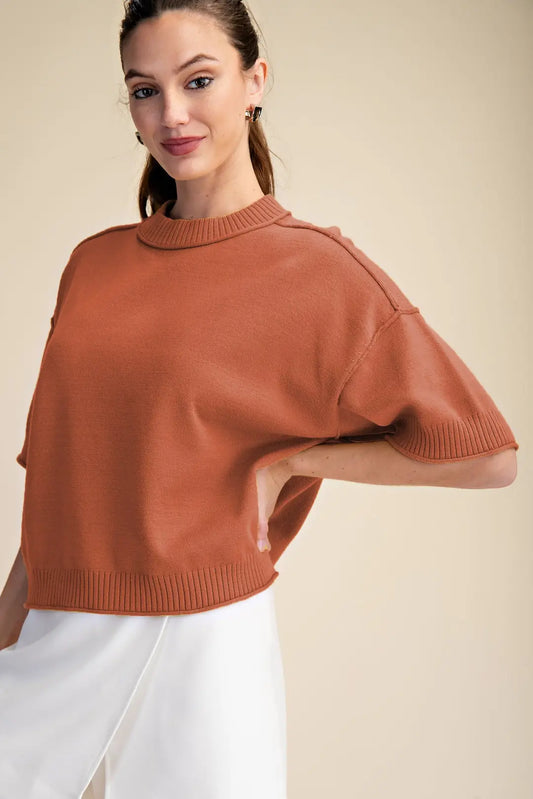 Crew Neck Sweater in Burnt Orange