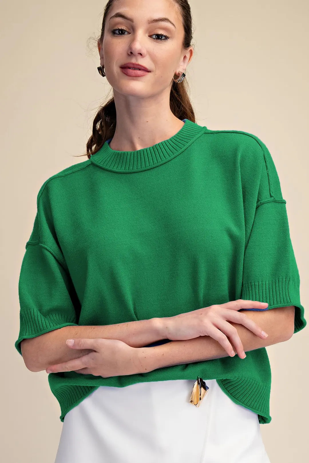 Crew Neck Sweater in Kelly Green