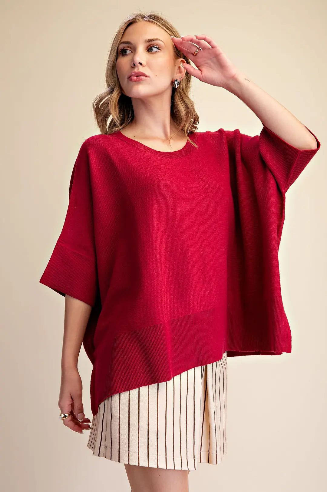Pullover Oversized Sweater in Crimson