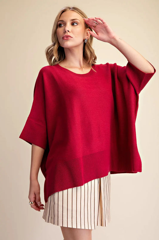 Pullover Oversized Sweater in Crimson