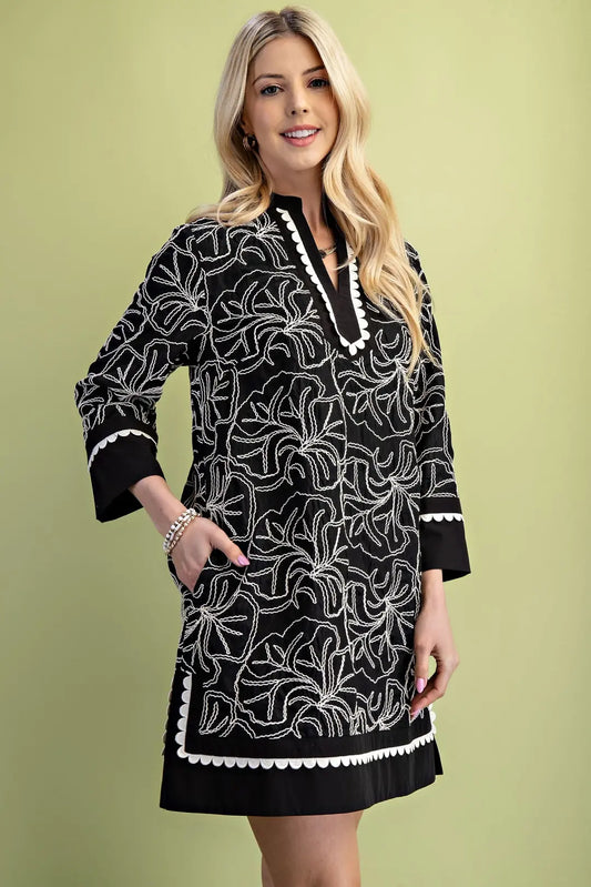 Embroidered Detail Dress in Black