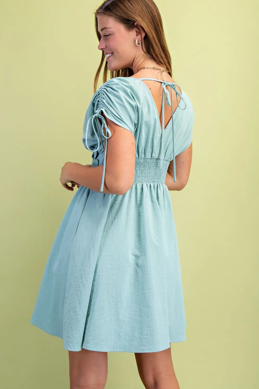Floral Appliqué Dress- Mint