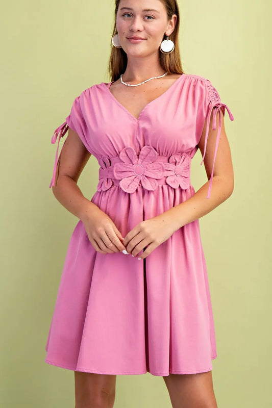 Floral Appliqué Dress- Rose