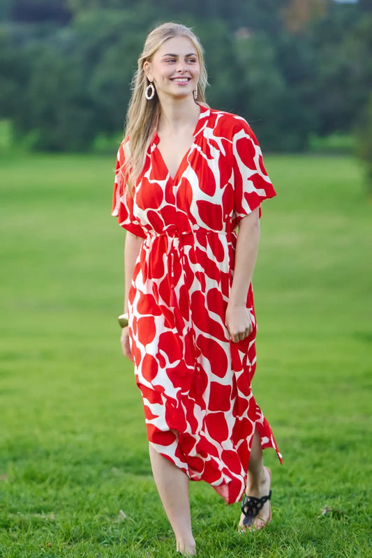 The Sutton Midi Dress in Red