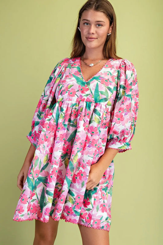 On the Bright Side Dress in Coral Combo