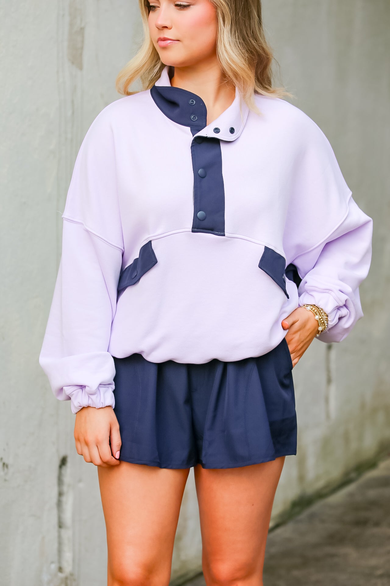 French Terry Playful Set-Sweet Lavender/Navy