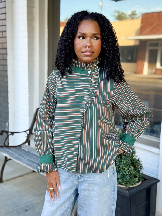 The Fine Line Top in Hunter Green