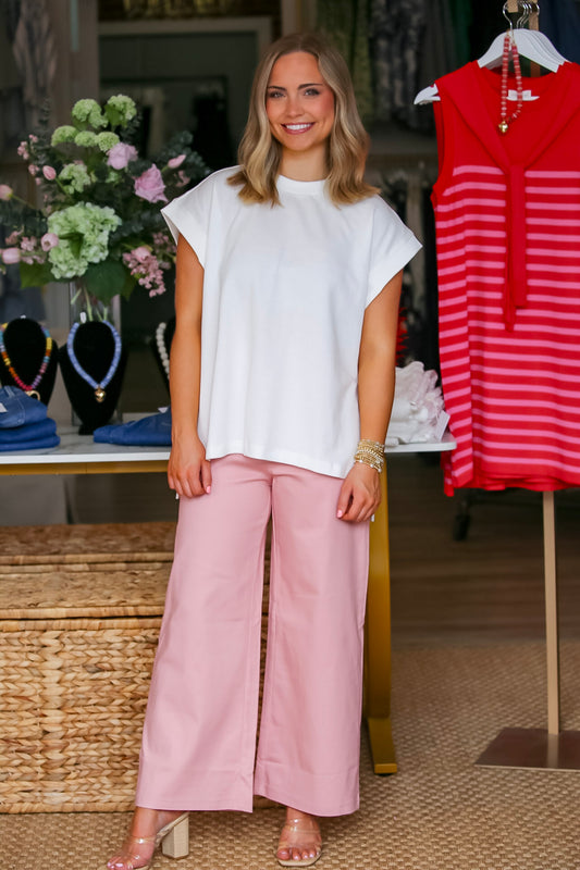 High Waist Wide Pants in Pink