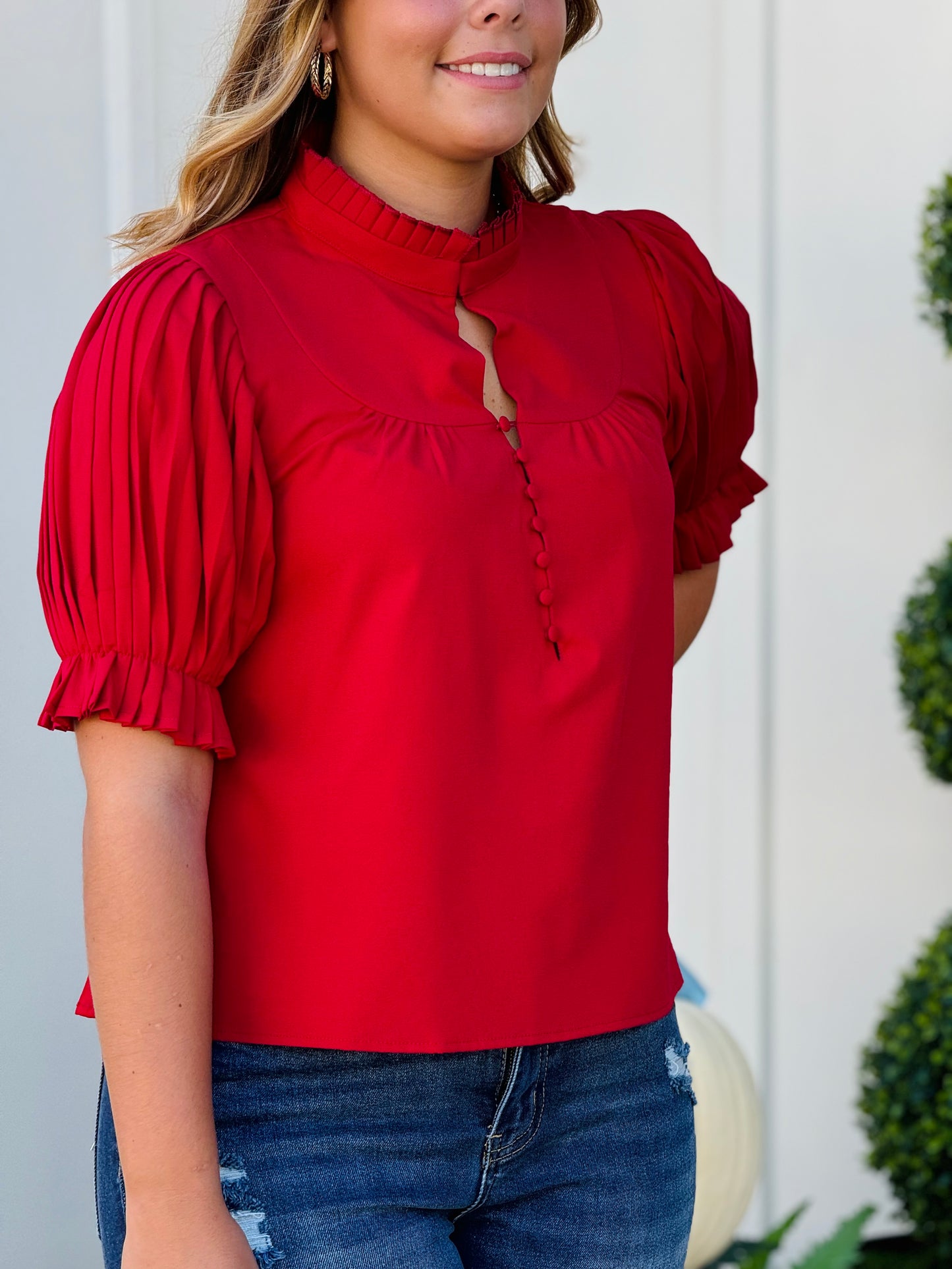 The Chloe Blouse in Crimson