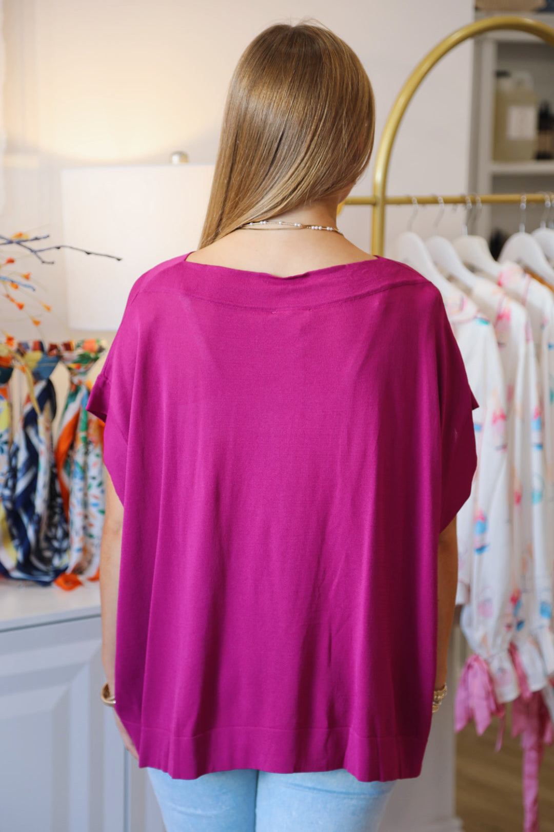 The Lisa Knit Blouse in Magenta