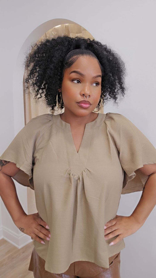 The Ginny Blouse in Taupe