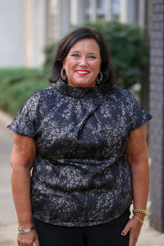 Leopard Luxe Blouse-Black