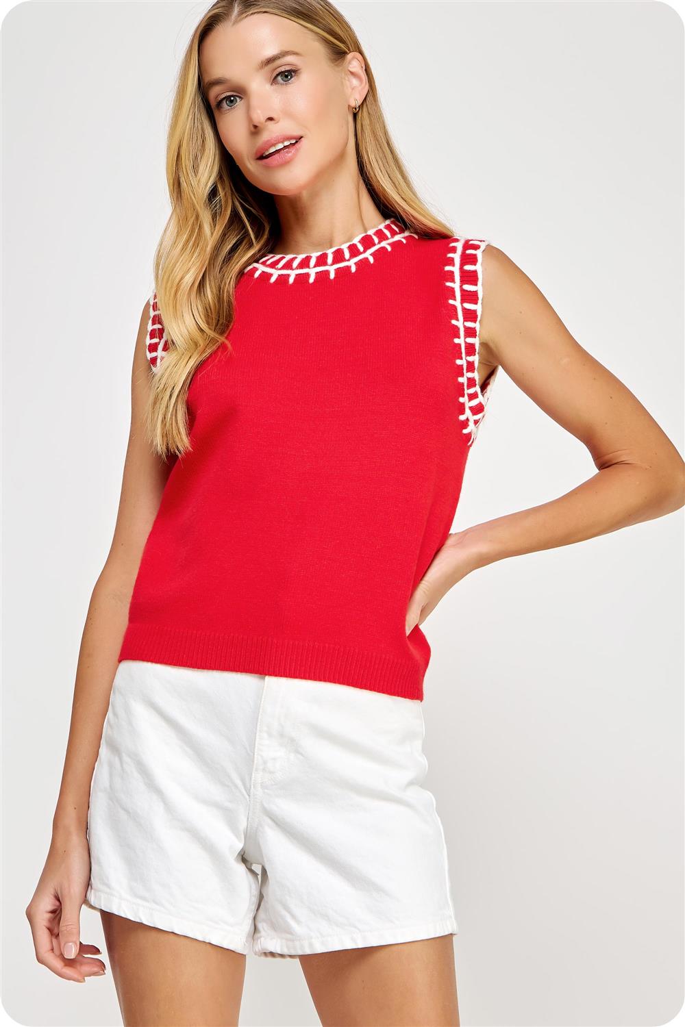 Embroidered Sleeveless Top