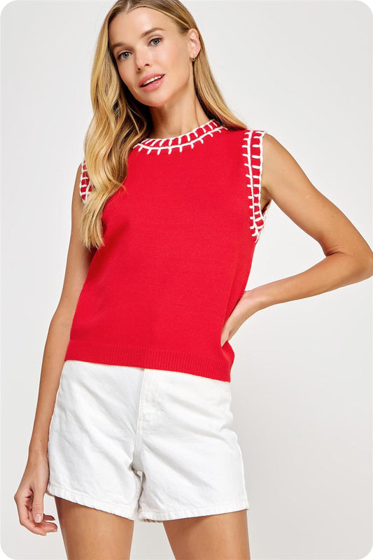 Embroidered Sleeveless Top