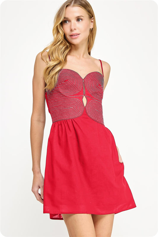 Top Stitched Embroidery Dress