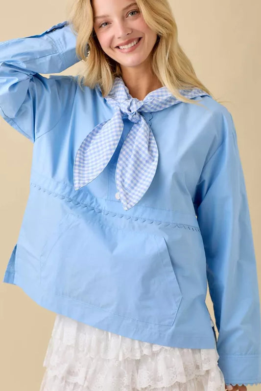 Gingham Tie Windbreaker