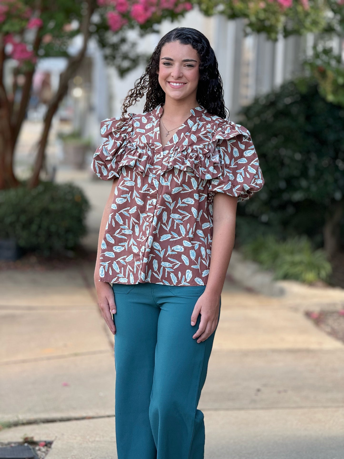 The Colette Cropped Pant in Teal