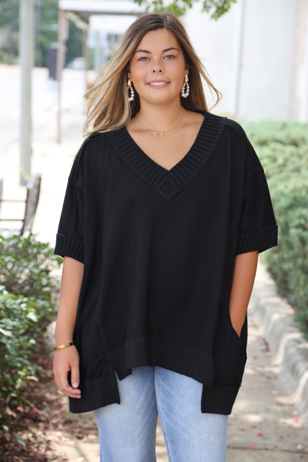 The Lauren Knit Top in Black