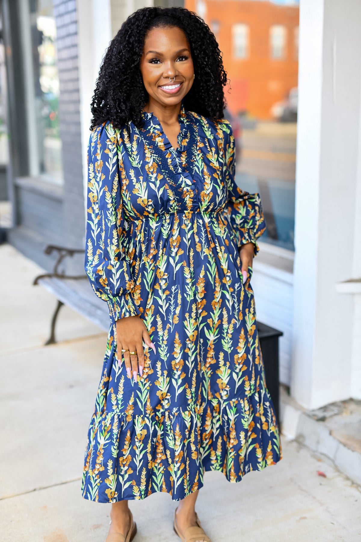 The Wildflower Way Dress in Navy