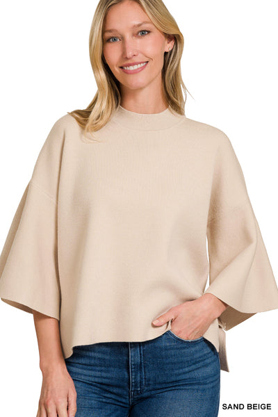 The Beth Bell-Sleeve Sweater in Sand