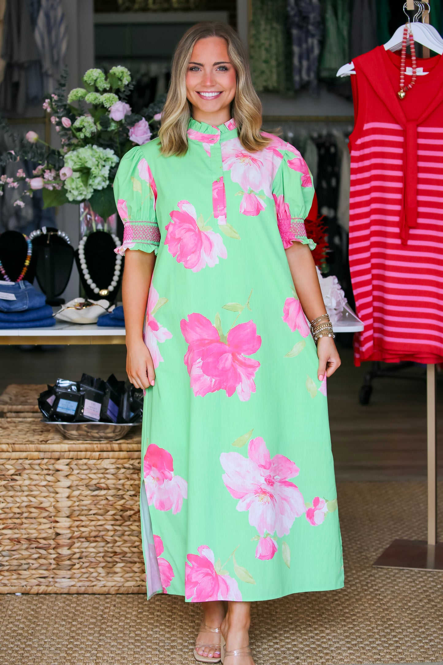The Petal Parade Dress in Lime