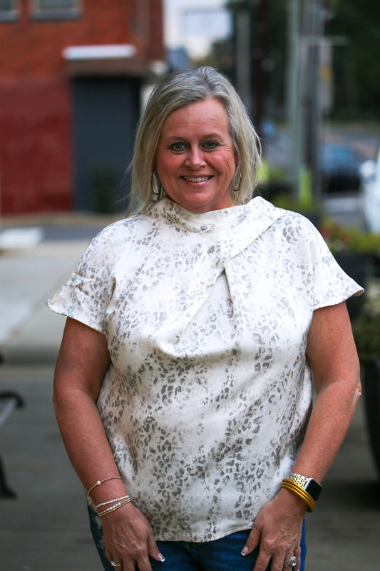Leopard Luxe Blouse-Cream