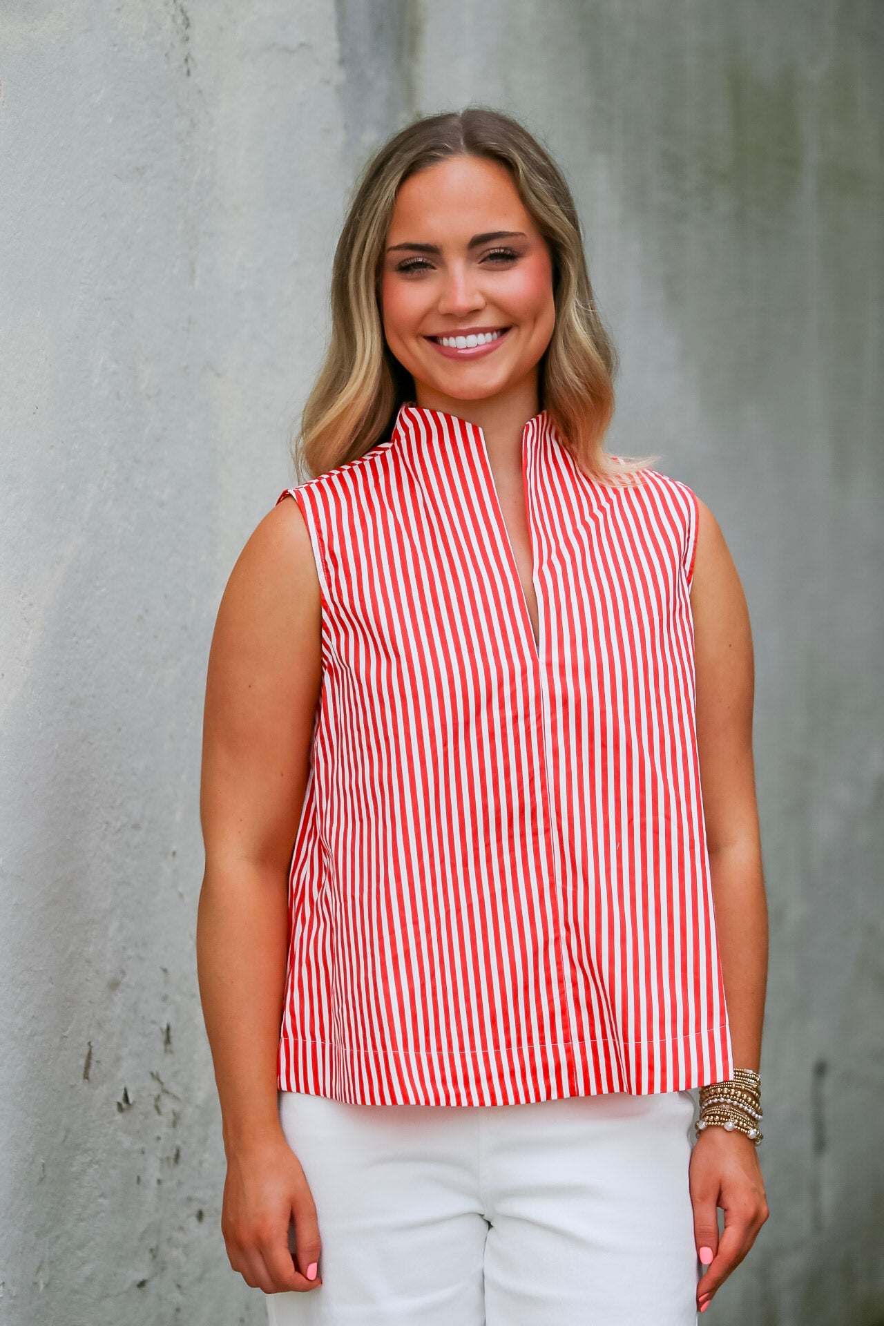The Weekend Stripe Top in Red