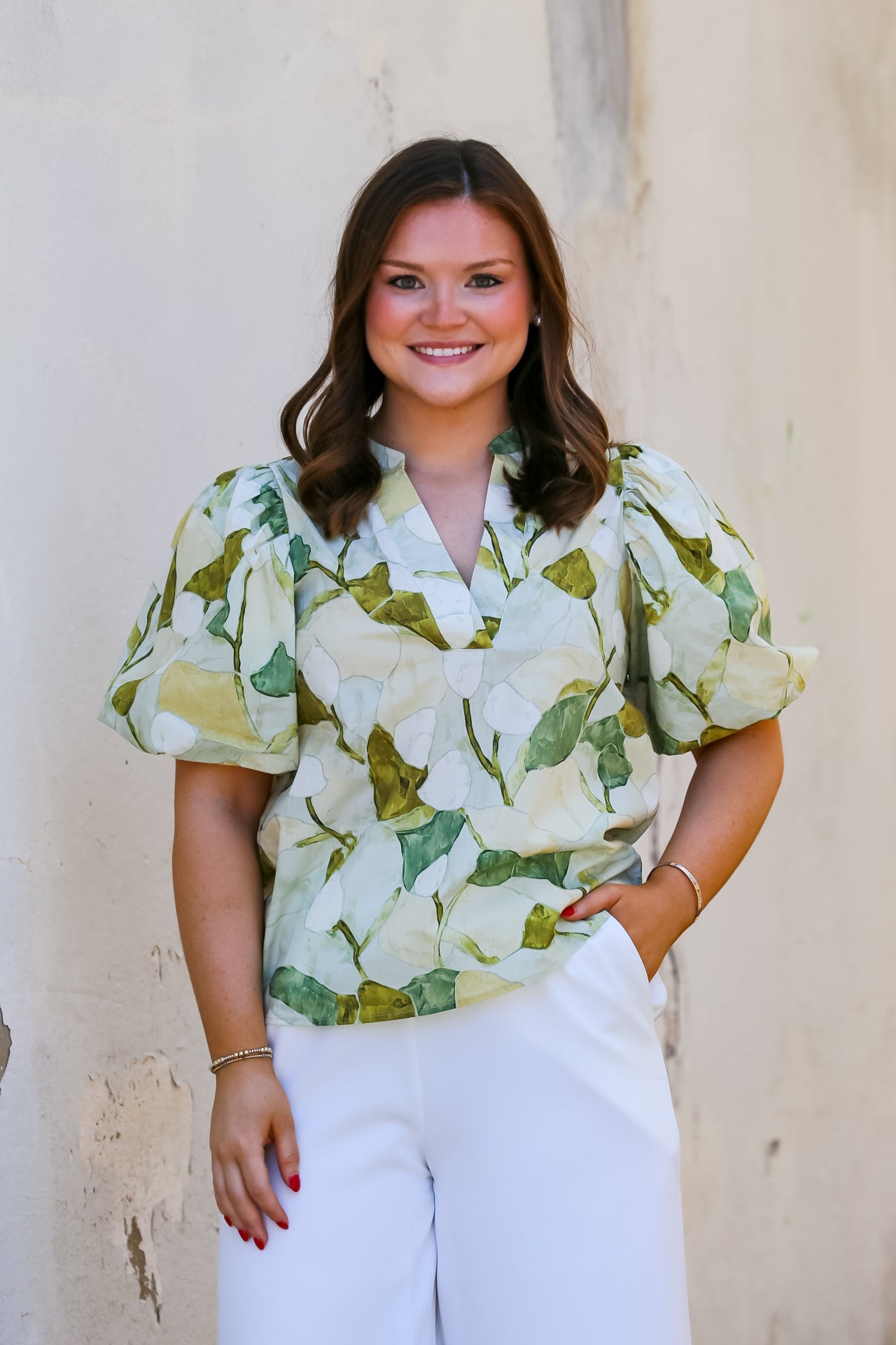 The Watercolor Garden Top in Green