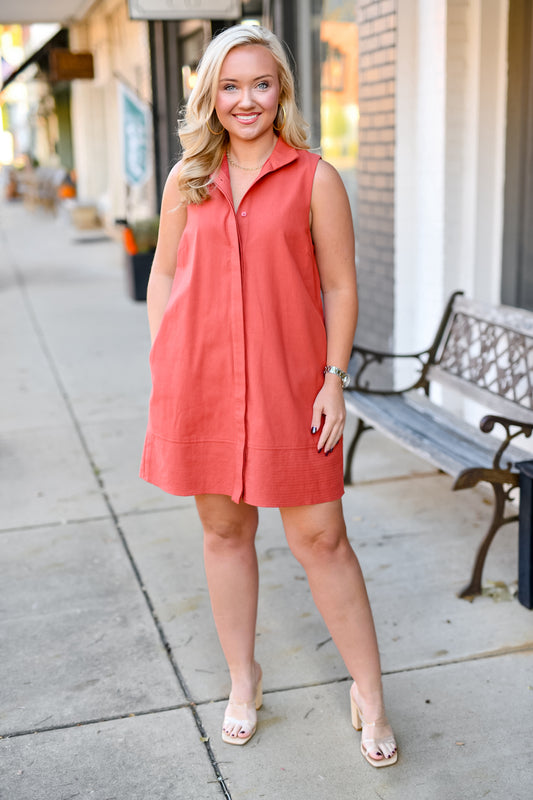 The Sundown Dress in Rust