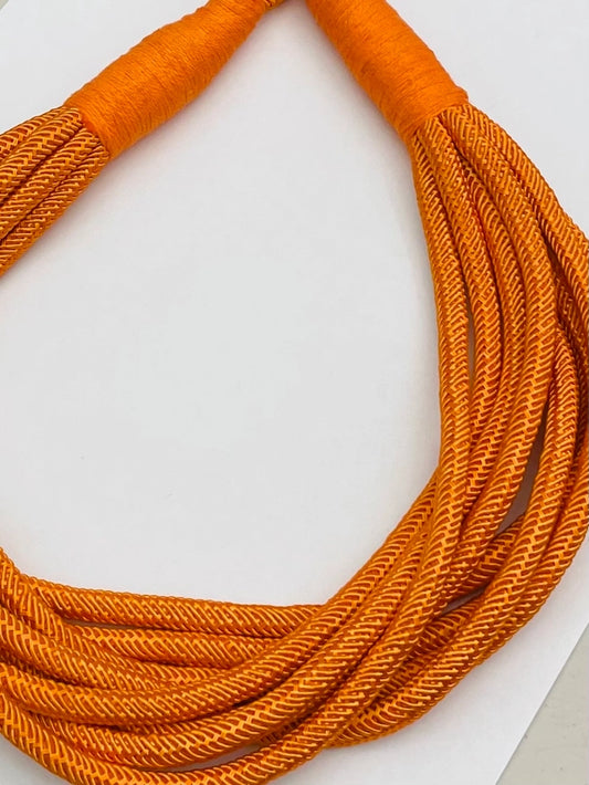 Slub 8 Strand Necklace-Orange