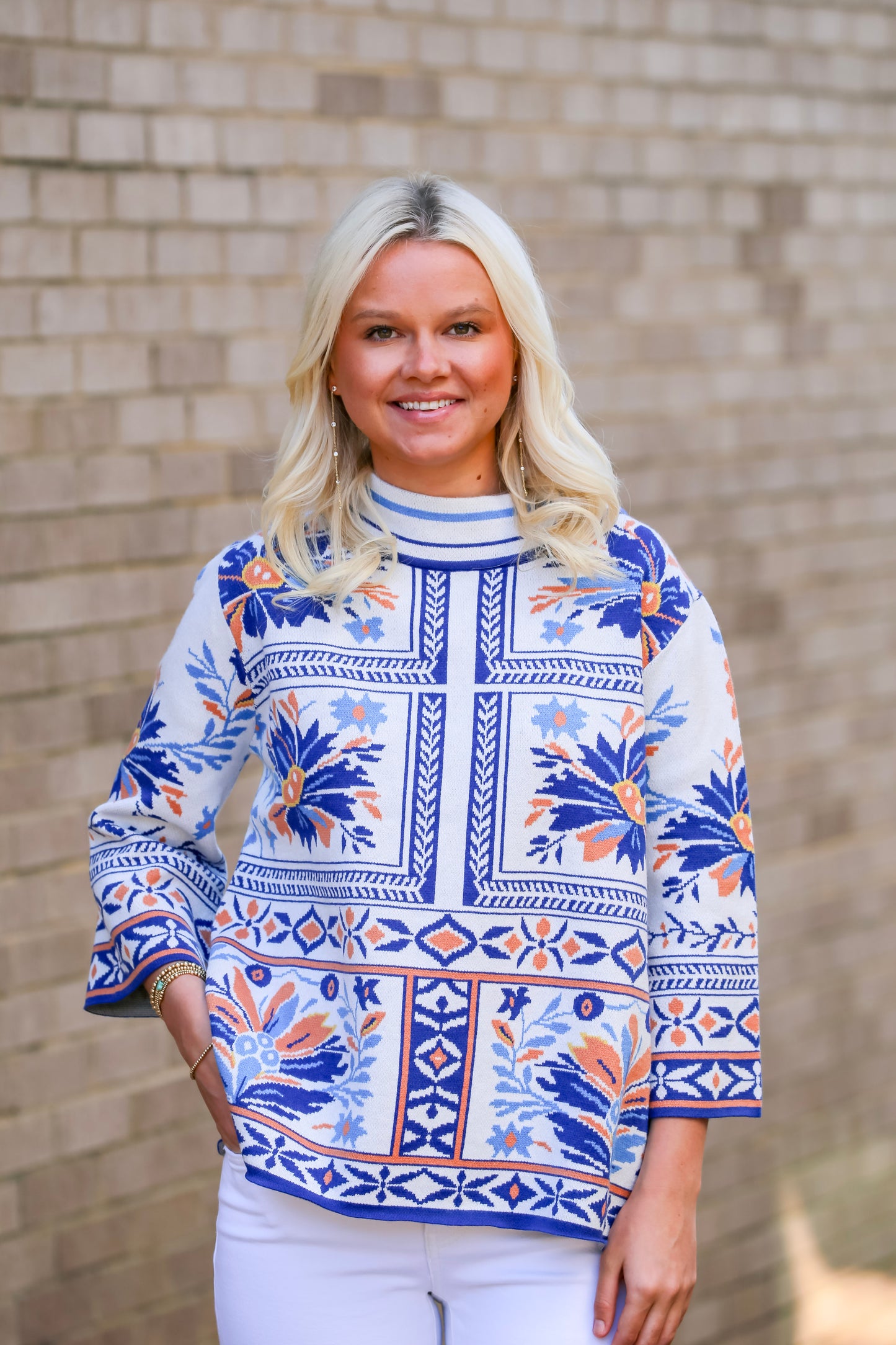 Patchwork Mock Neck Sweater