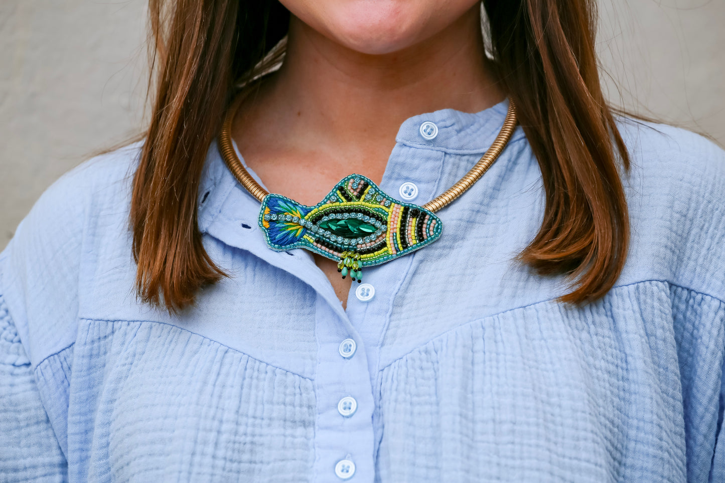 Sassy Fish Necklace (Blue/Green)