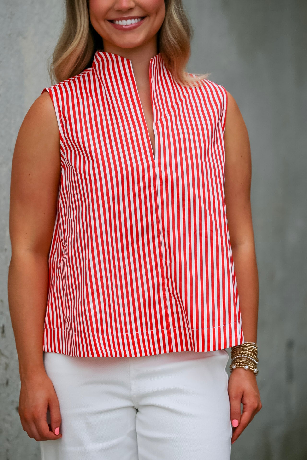 The Weekend Stripe Top in Red