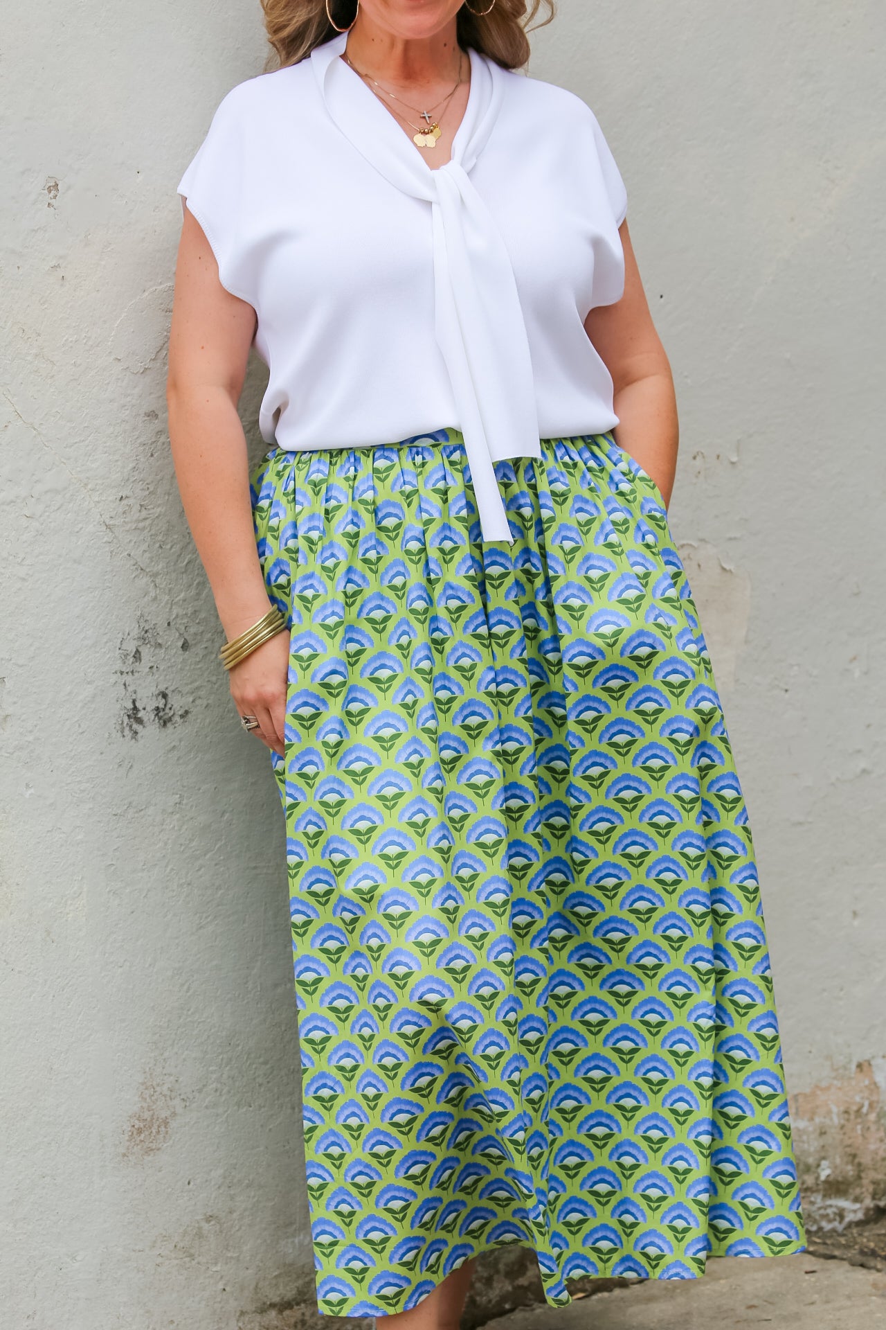 Palm Petal Midi Skirt