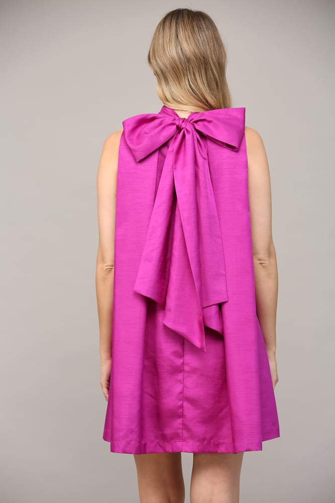 The Emma Satin Dress in Magenta