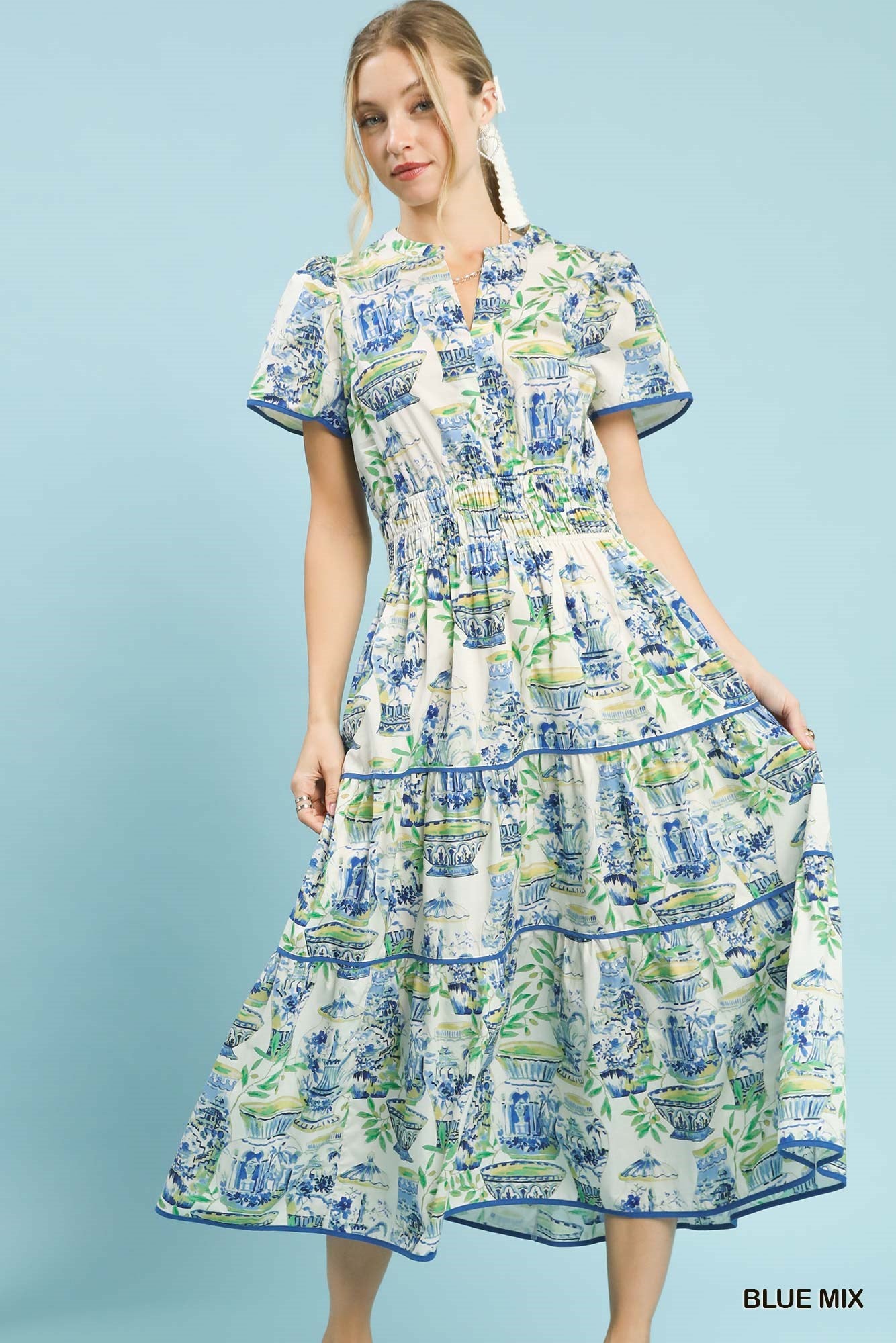 Summer Bloom Midi in Blue