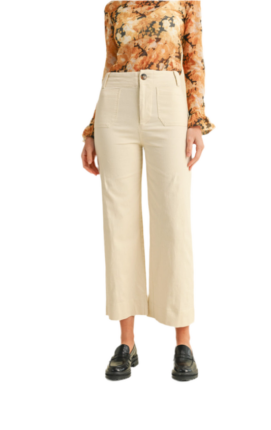 The Misty Wide Leg Pants- Egg Shell