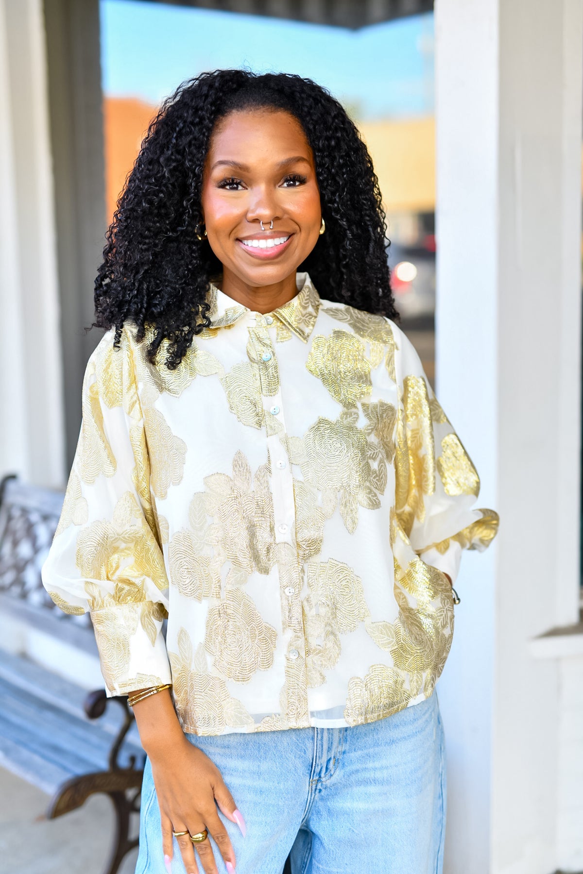 The Golden Girl Top in Ivory