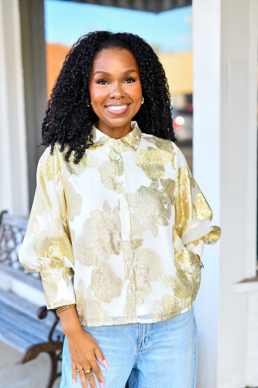 The Golden Girl Top in Ivory