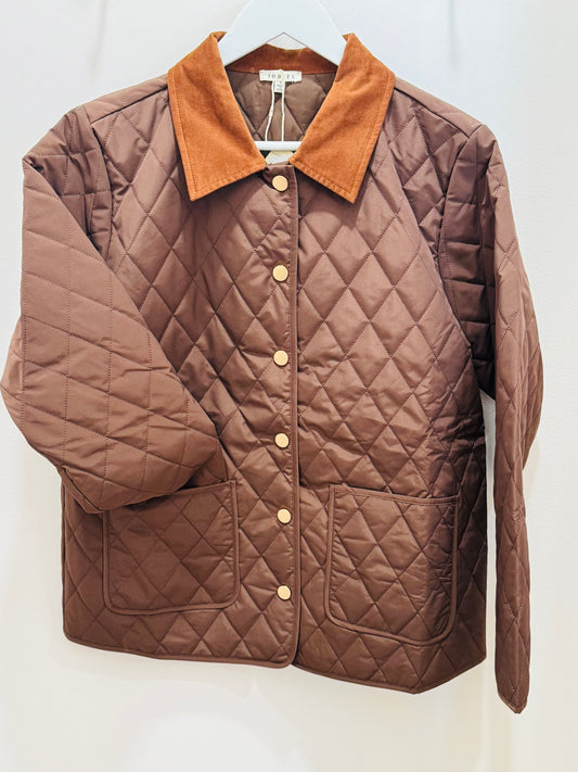 Brown Quilted Button Front Jacket