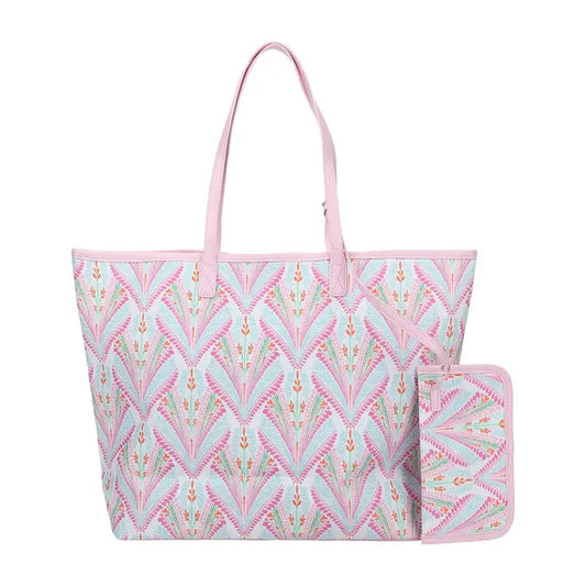 Petals & Plumes Oversized Tote with Wallet