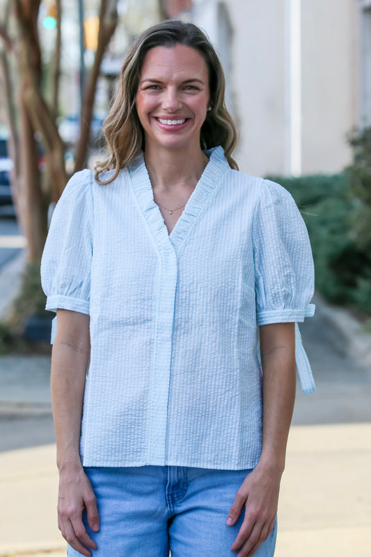 Brynn Top-Seafoam/White