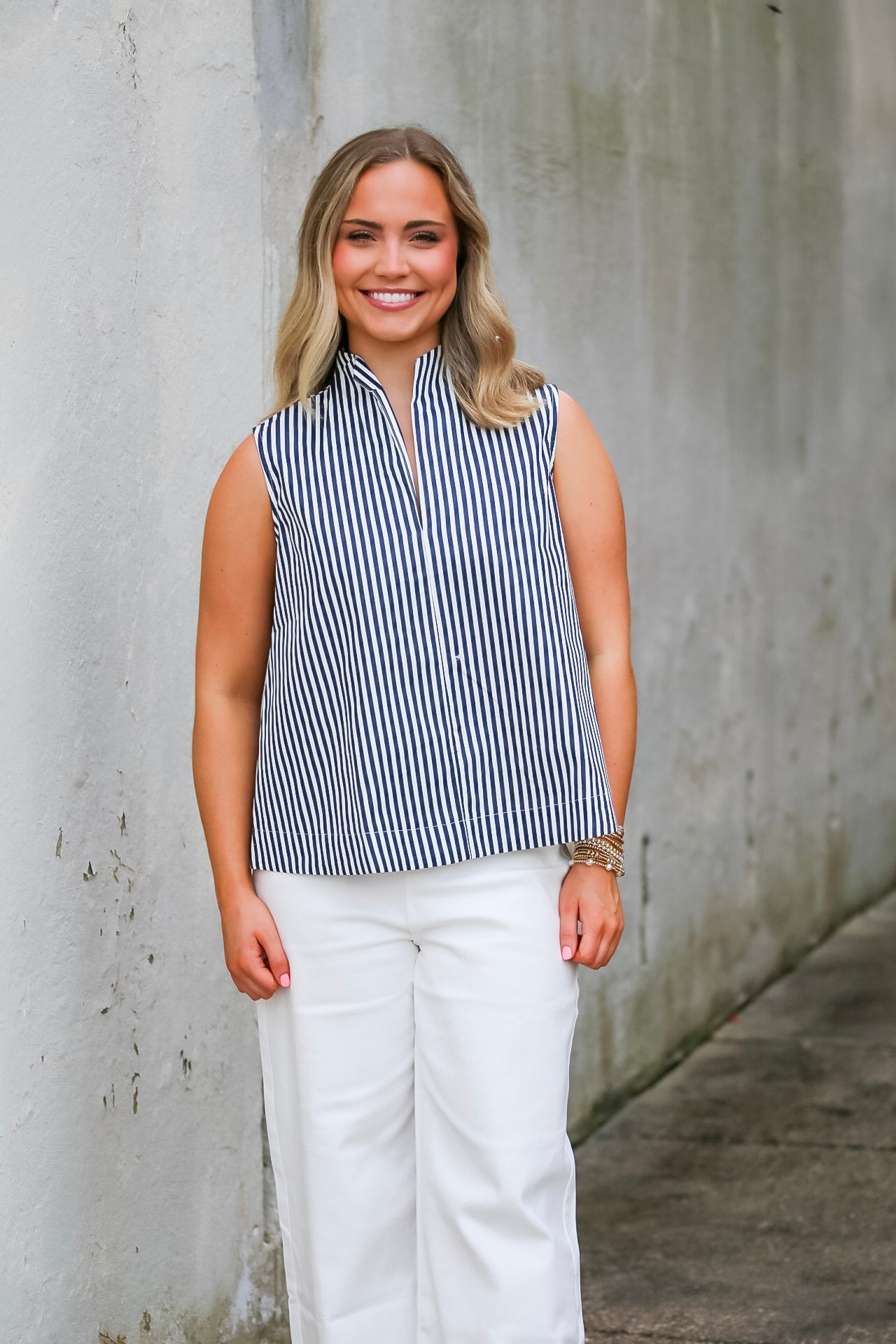 The Weekend Stripe Top in Navy
